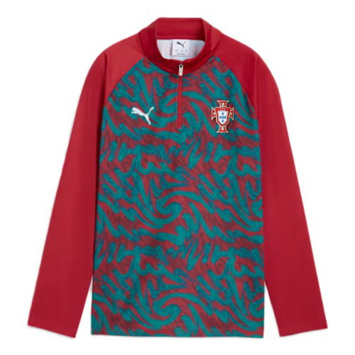 2026-2027 Portugal Warm Up 1/4 Zip Top (Red) - Kids