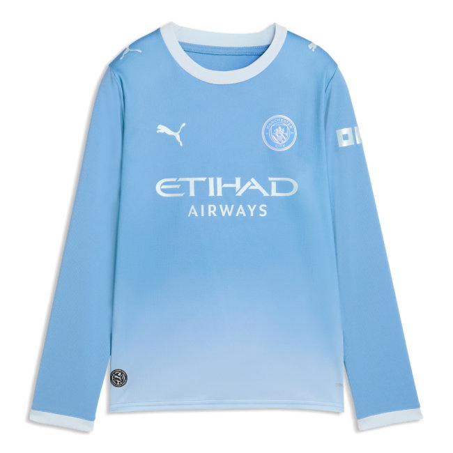 2026-2027 Man City Home Long Sleeve Shirt (Kids)