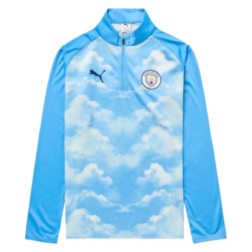 2026-2027 Man City Warm Up 1/4 Zip Top (Icy Blue) - Kids