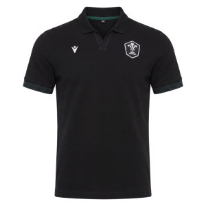 2026-2027 Wales WRU Rugby Travel Cotton Polo Shirt (Black)
