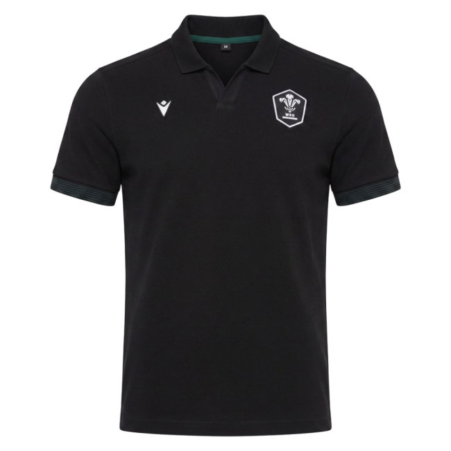 2026-2027 Wales WRU Rugby Travel Cotton Polo Shirt (Black)