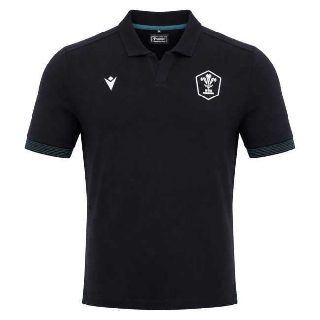 2026-2027 Wales WRU Rugby Travel Cotton Polo (Black) - Kids
