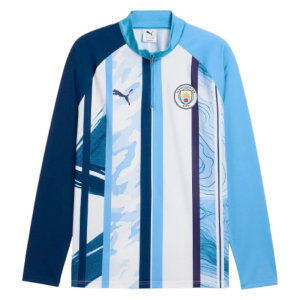 2026-2027 Man City Warm Up 1/4 Zip Top (White/Blazing Blue)