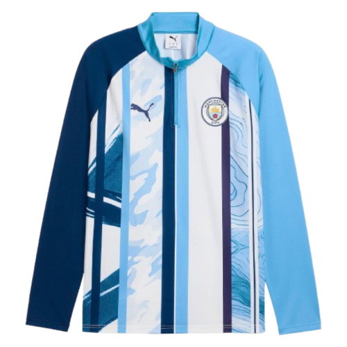 2026-2027 Man City Warm Up 1/4 Zip Top (White/Blazing Blue)