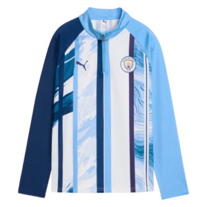 2026-2027 Man City Warm Up 1/4 Zip Top (White/Blazing Blue) - Kids