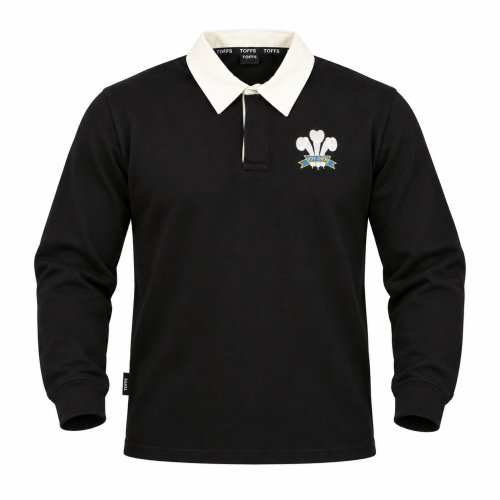 Wales 1881 Vintage Long Sleeve Rugby Shirt (Black Collar)