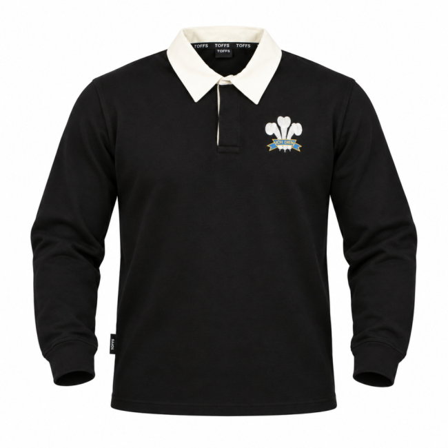 Wales 1881 Vintage Long Sleeve Rugby Shirt (Black Collar)