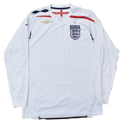 England 2007-09 Home Long Sleeved Shirt (L) (Mint)