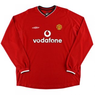 Manchester United 2000-02 Long Sleeved Home Shirt (XXL) (Excellent)