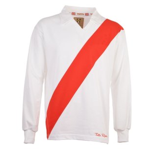 TOFFS Classic Retro White Long Sleeve Shirt With Red Tape