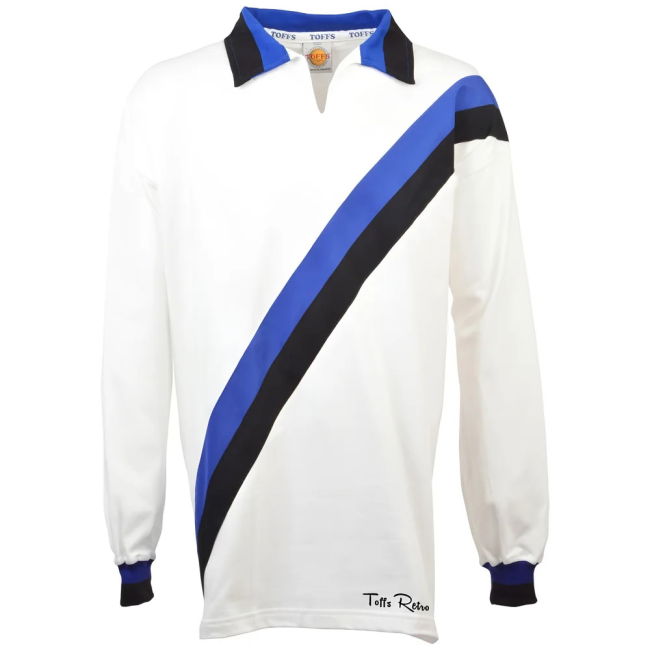 TOFFS Retro White Long Sleeve Shirt With Royal/Black Tape