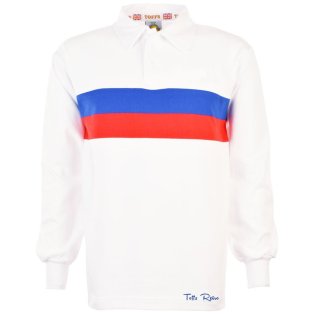 TOFFS Retro White Long Sleeve Shirt With Royal/Red Stripe