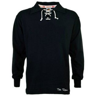 TOFFS Classic Retro Black Long Sleeve Lace-Up Neck Shirt