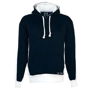Toffs Retro Black Hoodie - White Sleeve Panels.