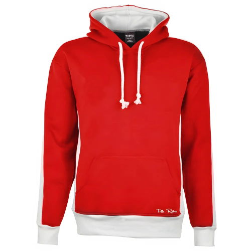 Toffs Retro Red Hoodie White Sleeve Panels