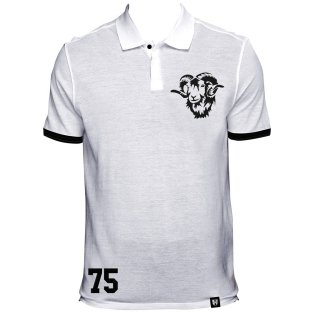 Derby County No 75 White Polo Shirt