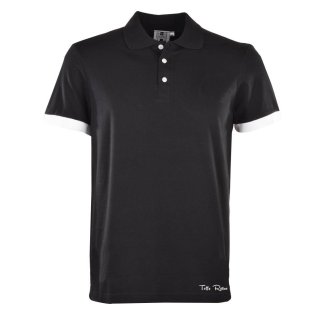 Toffs Retro Polo Shirt - Black with White Cuffs