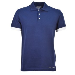 Toffs Retro Polo Shirt - Navy with White Cuffs
