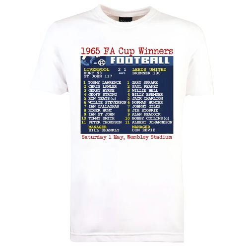 1965 FA Cup Final (Liverpool) Retrotext T-Shirt - White