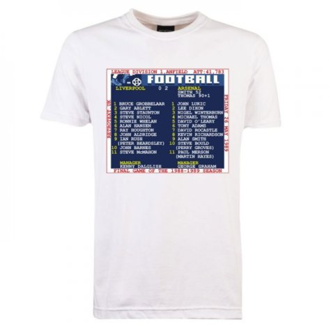 1989 Arsenal V Liverpool Retrotext T-shirt - White