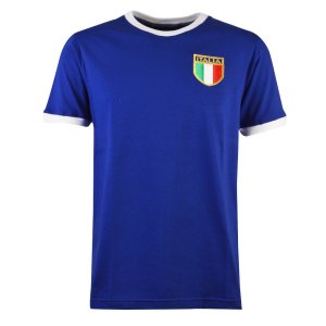 Italy Rugby T-Shirt - Royal/White Ringer