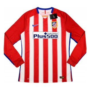 Atletico Madrid Adidas 2015-16 Home Authentic Long Sleeve Football Shirt