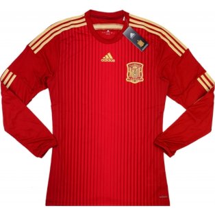 2014-15 Spain Adidas Home Authentic Long Sleeve Football Shirt
