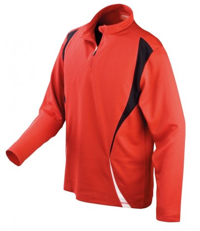 Spiro Cool Dry Quarter Zip Long Sleeve Training Top (Red)