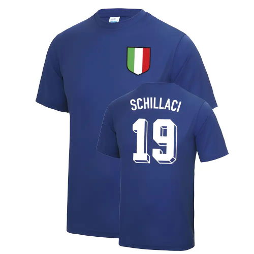 Tot Schillaci Italy World Cup Football T Shirt - Blue