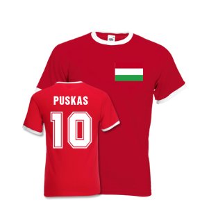 Ferenc Puskas Hungary Ringer Tee (red)