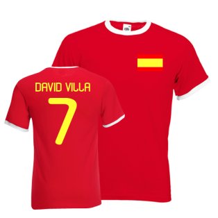 David Villa Spain Ringer Tee (red)