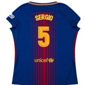 Barcelona 2017-18 Home Shirt (Womens) (XL) (Mint) (Sergio 5)