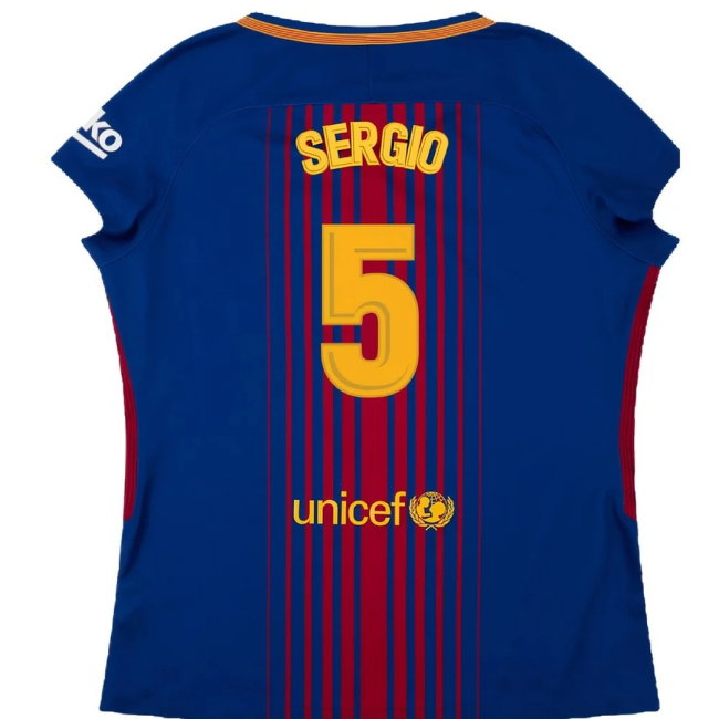 Barcelona 2017-18 Home Shirt (Womens) (XL) (Mint) (Sergio 5)