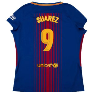 Barcelona 2017-18 Home Shirt (Womens) (XL) (Mint) (Suarez 9)
