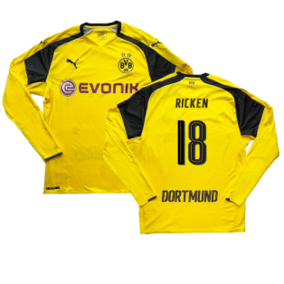 Borussia Dortmund 2016-17 Long Sleeve European Home Shirt (L) (Ricken 18) (Excellent)