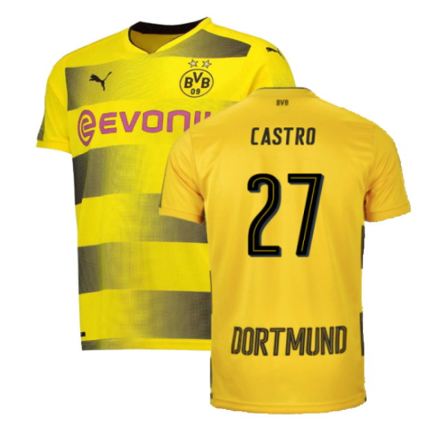 Borussia Dortmund 2017-18 Home Shirt (S) (Very Good) (Castro 27)