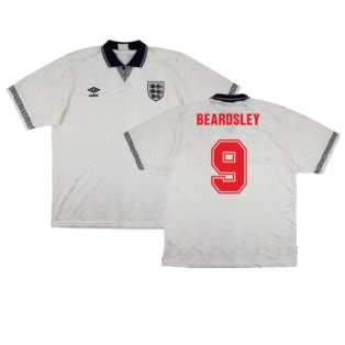 England 1990-92 Home Shirt (L) (Excellent) (Beardsley 9)