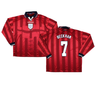 England 1997-1998 Away Long Sleeve Shirt (XL) (BECKHAM 7) (Very Good)