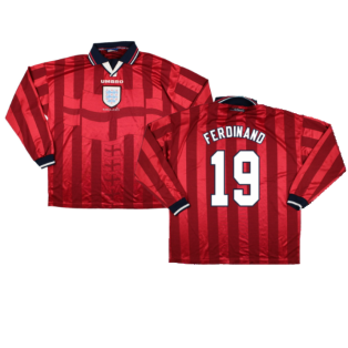 England 1997-1998 Away Long Sleeve Shirt (XL) (FERDINAND 19) (Very Good)