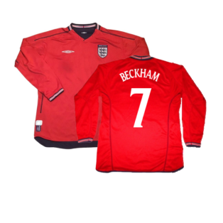 England 2002-04 Away L/S Shirt (L) (Good) (Beckham 7)