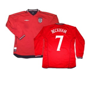 England 2002-04 Long Sleeve Away Shirt (S) (Very Good) (Beckham 7)