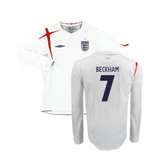 England 2005-07 Home Long Sleeve Shirt (XL) (Very Good) (BECKHAM 7)