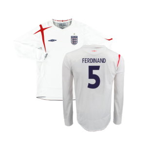 England 2005-07 Home Long Sleeve Shirt (XL) (Very Good) (FERDINAND 5)