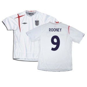 England 2005-2007 Home Shirt (XXL) (Mint) (ROONEY 9)