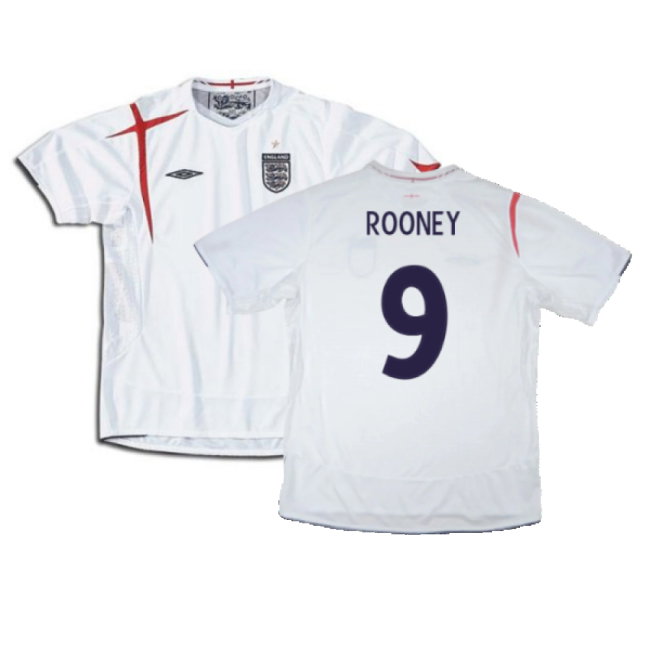 England 2005-2007 Home Shirt (XXL) (Mint) (ROONEY 9)
