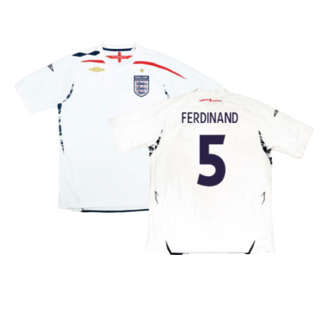 England 2007-09 Home Shirt (S) (Very Good) (FERDINAND 5)