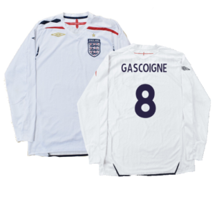 England 2007-09 Home Long Sleeved Shirt (L) (Mint) (GASCOIGNE 8)