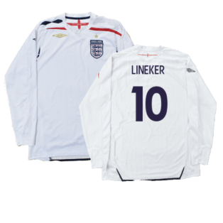 England 2007-09 Home Long Sleeved Shirt (L) (Mint) (LINEKER 10)