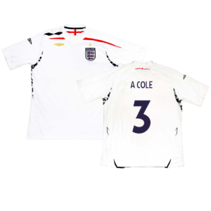 England 2007-2009 Home Shirt (XL) (A COLE 3) (Good)