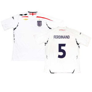 England 2007-2009 Home Shirt (XL) (FERDINAND 5) (Good)